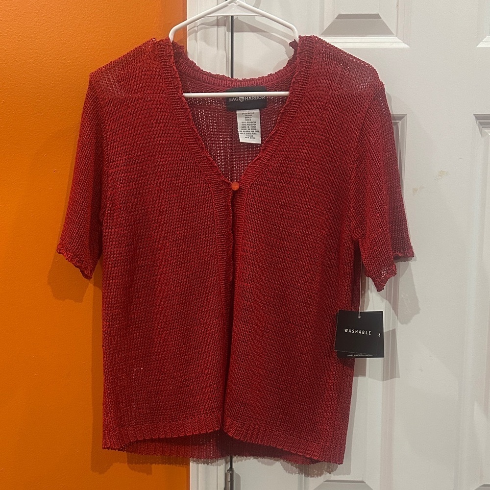 NEW Sag Harbor Red Knit Top size S